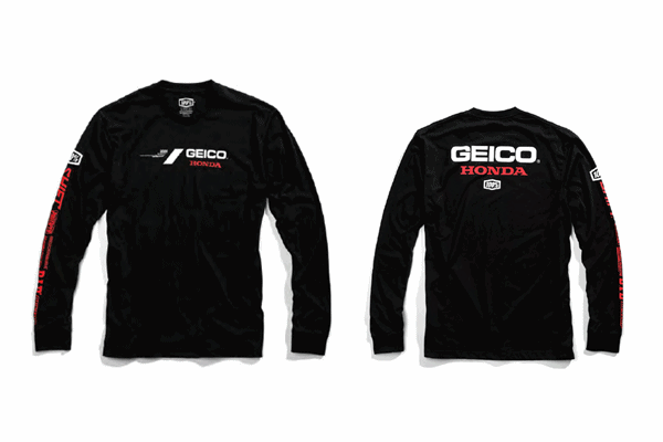 100% “GEICO/HONDA” 20モデル RACEDAY ロングスリーブTシャツ ブラック 100% “GEICO/HONDA” 20モデル RACEDAY ロングスリーブTシャツ ブラック